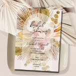 Boho Pampas Grass Roos Vrijgezellenfeest Kaart<br><div class="desc">De grafische bruidelijke doucheuitnodigingen zijn voorzien van ventilatorpalmbladeren,  pamapgras,  eucalyptus,  en rozen en uw details in het krijtletterschrift. Punten in onze winkel koppelen.</div>