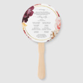 Boho Pampas Grass Round Gold Wedding Program Fan Handwaaier (Achterkant)