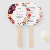 Boho Pampas Grass Round Gold Wedding Program Fan Handwaaier (Voorkant en achterkant)