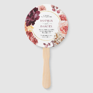 Boho Pampas Grass Round Gold Wedding Program Fan Handwaaier