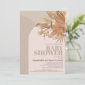 Boho Pampas Grass Roze Baby shower per post Kaart (Staand voorkant)