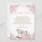 Boho Pampas Grass Roze Bloemen Rocking Horse Baby Bedankkaart (Voorkant)