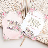 Boho Pampas Grass Roze Bloemen Rocking Horse Baby Bedankkaart