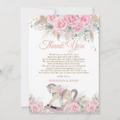 Boho Pampas Grass Roze Bloemen Rocking Horse Baby Bedankkaart (Voorkant)