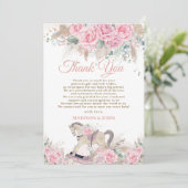 Boho Pampas Grass Roze Bloemen Rocking Horse Baby Bedankkaart (Staand voorkant)