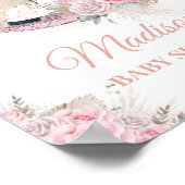 Boho Pampas Grass Roze Bloemen Rocking Horse Baby Poster (Hoek)