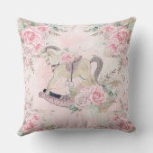 Boho Pampas Grass Roze Bloemen Rocking Paard Kussen (Achterkant)