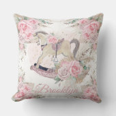 Boho Pampas Grass Roze Bloemen Rocking Paard Kussen (Voorkant)