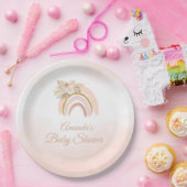 Boho Pampas Grass roze Regenboog meisje Baby showe Papieren Bordje (Feest)