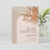 Boho Pampas Grass Roze Virtual Baby shower Kaart (Staand voorkant)
