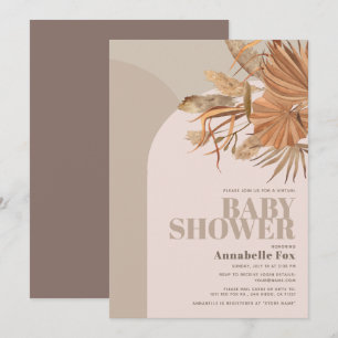 Boho Pampas Grass Roze Virtual Baby shower Kaart