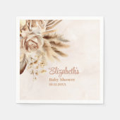 Boho Pampas Grass Rozen Baby shower Servet (Voorkant)