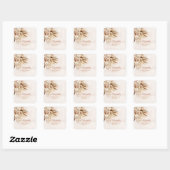 Boho Pampas Grass Rozen Baby shower Vierkante Sticker (Vel)