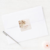 Boho Pampas Grass Rozen Baby shower Vierkante Sticker (Envelop)