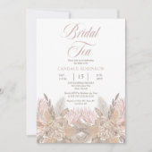 Boho Pampas Grass |Rozen Neutrale bridale theelepe Kaart (Voorkant)