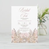 Boho Pampas Grass |Rozen Neutrale bridale theelepe Kaart (Staand voorkant)