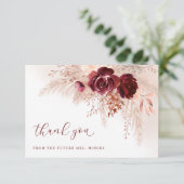 Boho Pampas Grass Rozen Wedding Vrijgezellenfeest Bedankkaart (Staand voorkant)