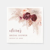 Boho Pampas Grass Rozen Wedding Vrijgezellenfeest Servet (Voorkant)