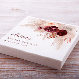 Boho Pampas Grass Rozen Wedding Vrijgezellenfeest Servet