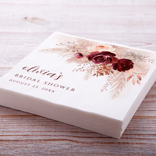 Boho Pampas Grass Rozen Wedding Vrijgezellenfeest Servet