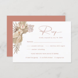 Boho Pampas Grass RSVP-antwoordkaart Informatiekaartje