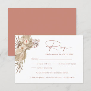 Boho Pampas Grass RSVP-antwoordkaart Informatiekaartje