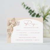 Boho Pampas Grass RSVP-antwoordkaart Informatiekaartje (Staand voorkant)