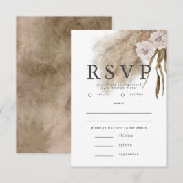 Boho Pampas Grass RSVP met Maaltijd Keuze Kaartje