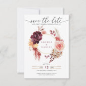 Boho Pampas grass Rustic Floral Save the Date Kaart (Voorkant)