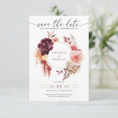 Boho Pampas grass Rustic Floral Save the Date Kaart (Staand voorkant)