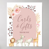 Boho Pampas Grass Safari Animals Kaarten en Gifts  Poster (Voorkant)