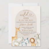 Boho Pampas Grass Safari Wild One Baby shower Invi Kaart (Voorkant)