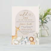 Boho Pampas Grass Safari Wild One Baby shower Invi Kaart (Staand voorkant)