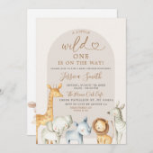 Boho Pampas Grass Safari Wild One Baby shower Invi Kaart (Voorkant / Achterkant)