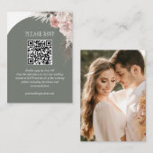 Boho Pampas Grass Sage Wedding Website QR Code Informatiekaartje (Voorkant / Achterkant)