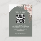 Boho Pampas Grass Sage Wedding Website QR Code Informatiekaartje (Voorkant)