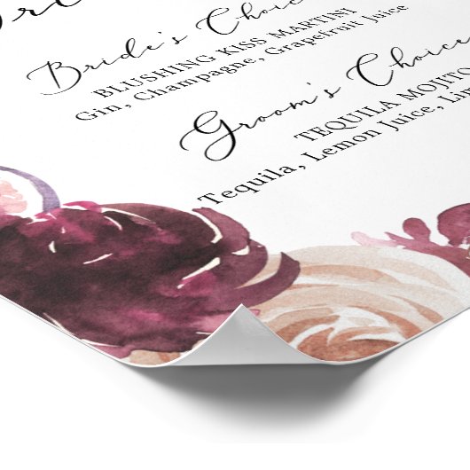 Boho Pampas Grass Signature Drink Sign Poster (Hoek)