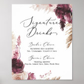 Boho Pampas Grass Signature Drink Sign Poster (Voorkant)