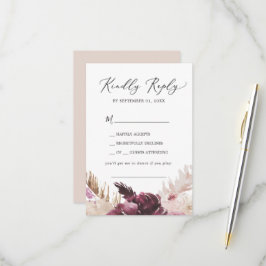 Boho Pampas Grass Song Request RSVP Card Kaartje