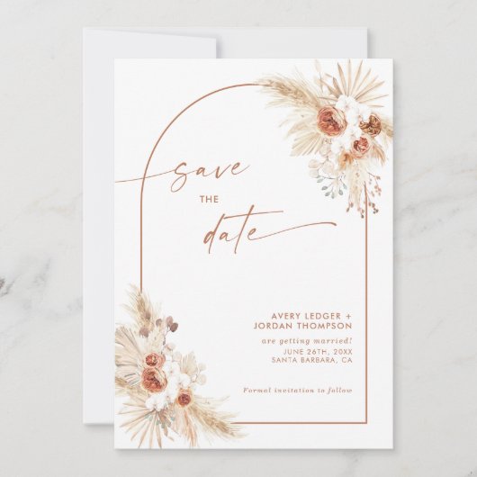 Boho Pampas Grass Sparen de Datum Kaart (Voorkant)