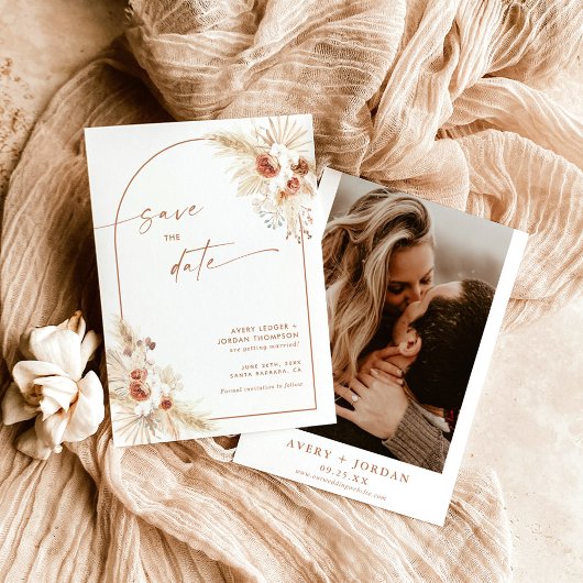 Boho Pampas Grass sparen de Datum Uitnodiging