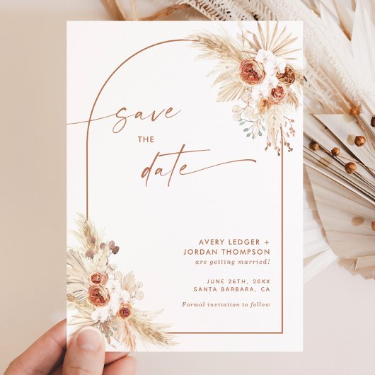 Boho Pampas Grass sparen de Datum Uitnodiging