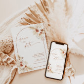 Boho Pampas Grass sparen de Datum Uitnodiging