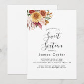 Boho Pampas Grass Sweet Sixteen Birthday Kaart (Voorkant / Achterkant)