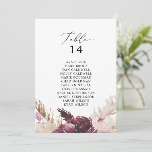 Boho Pampas Grass Table Number Kaarten (Staand voorkant)