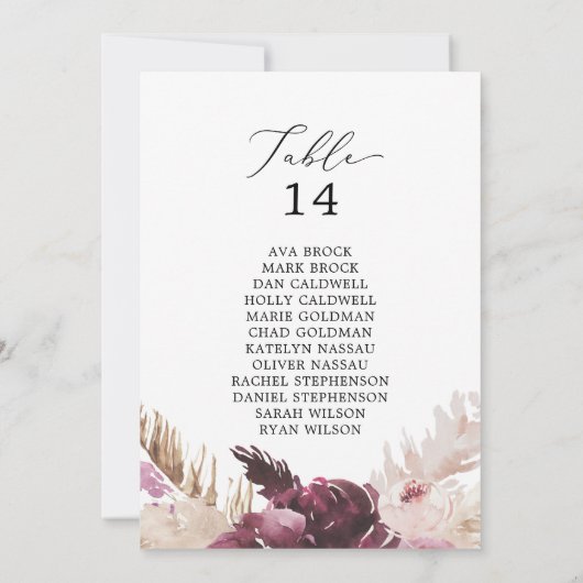 Boho Pampas Grass Table Number Kaarten (Achterkant)