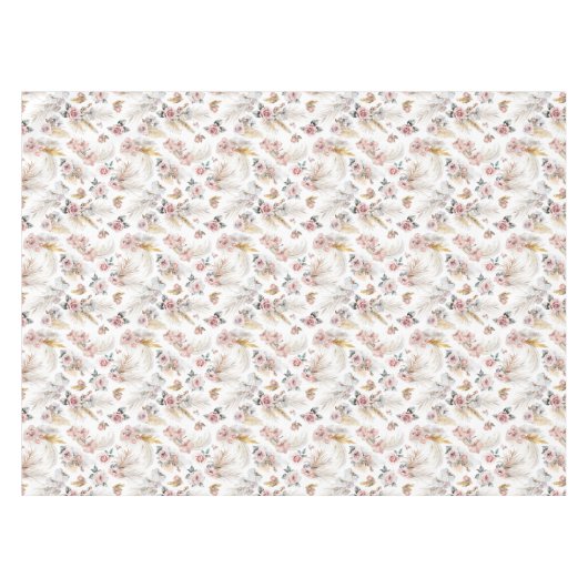 Boho Pampas Grass Tafelkleed Blush Bloemen (Voorkant (Horizontaal))