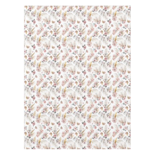 Boho Pampas Grass Tafelkleed Blush Bloemen (Voorkant)
