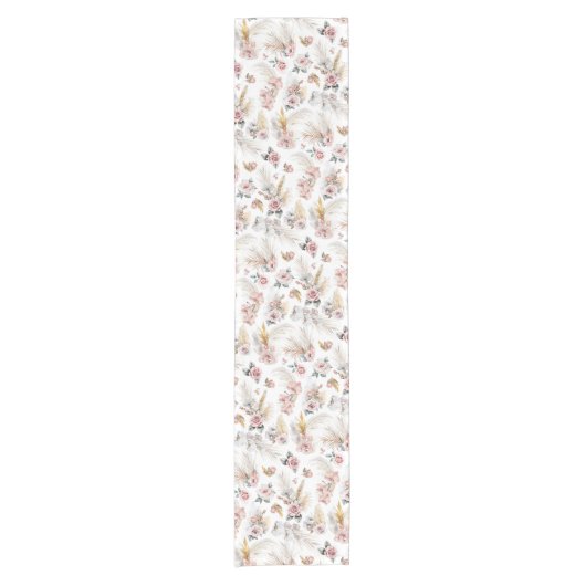 Boho Pampas Grass Tafelloper Blush Bloemen (Voorkant)