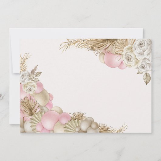 Boho Pampas Grass Teddy Bear Baby shower Bedankkaart (Achterkant)